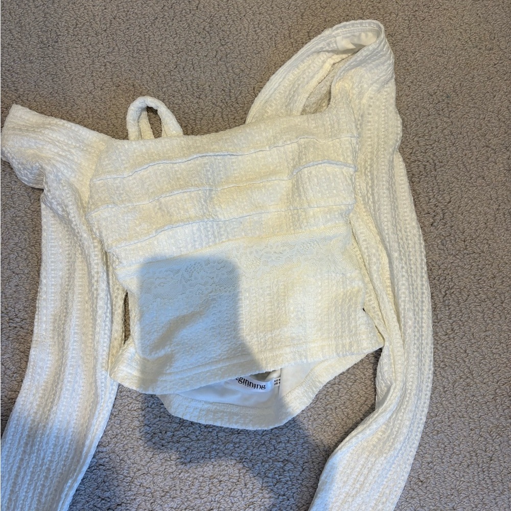 Beginning Boutique Cream Textured Top